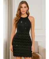 Vestido de Festa Curto com Renda e Paetês Elegante | Angeline